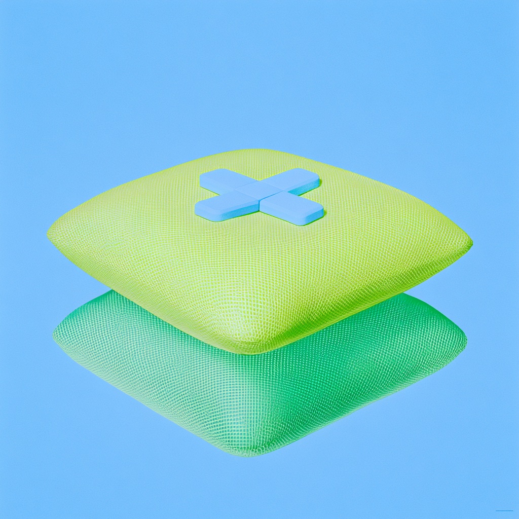 Soft cushions marked with a wellbeing plus symbol